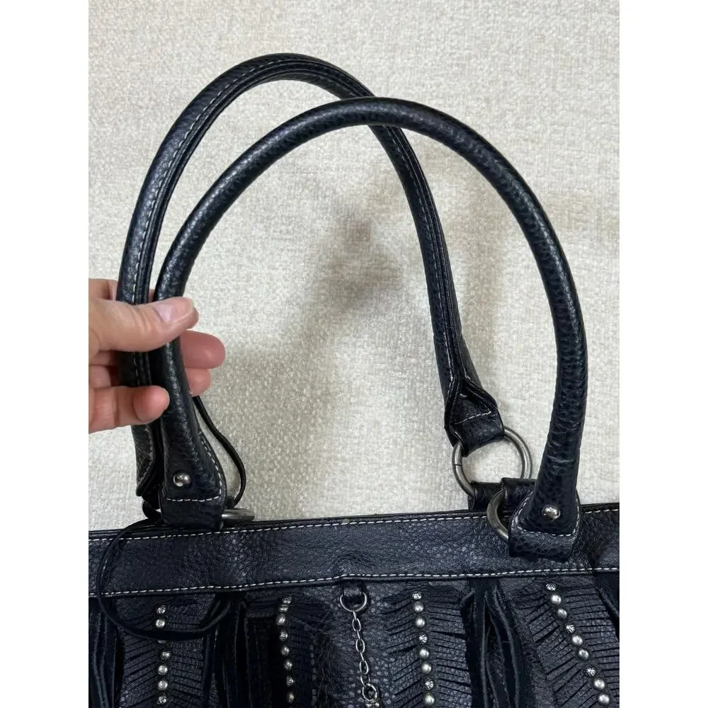 Montana West Women's Black Western Cowgirl Tote Bag Pebbled Leather Fashion
